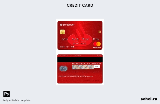 цифровая загрузка шаблона карты Mastercard Испания Сантандер Банк